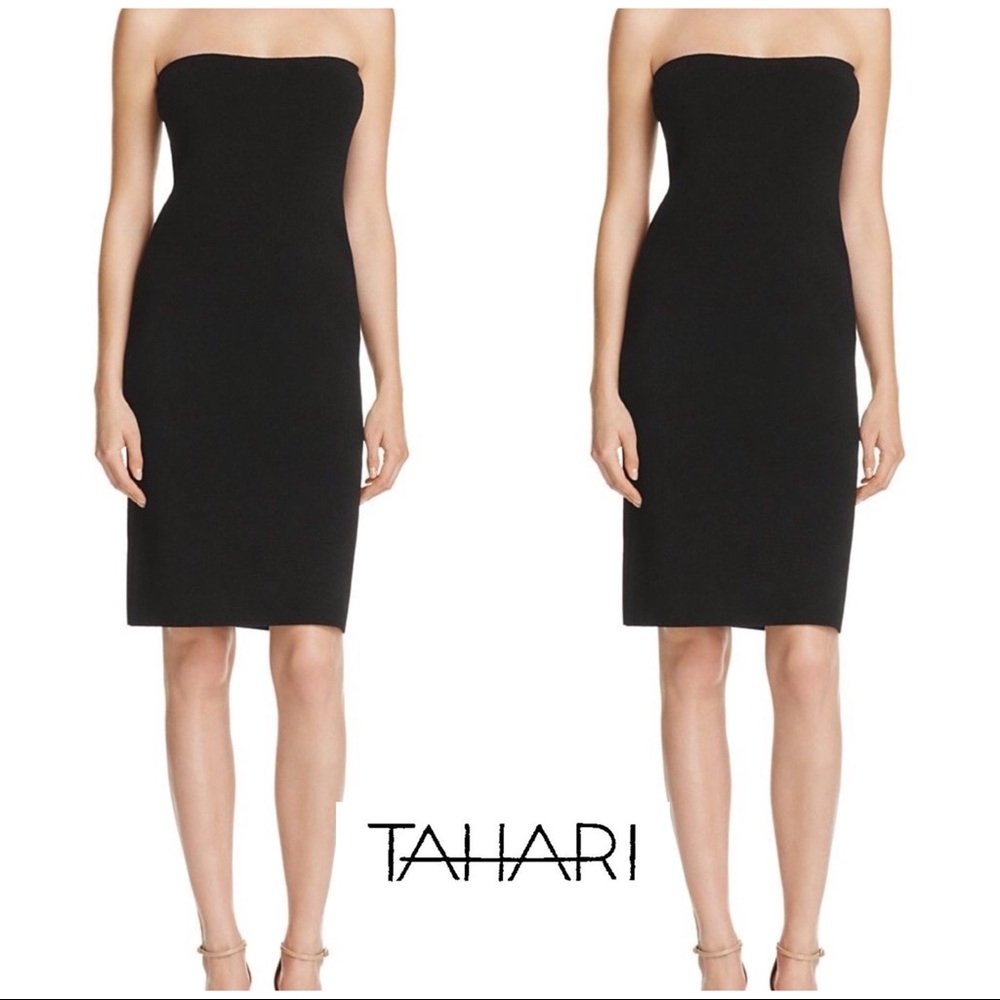 Tahari Strapless Little Black Dress Pockets Size 4
